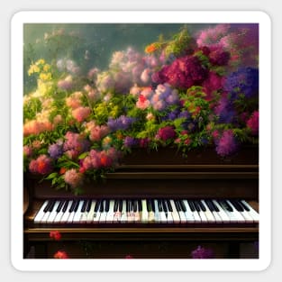 Piano in Flowers Sticker